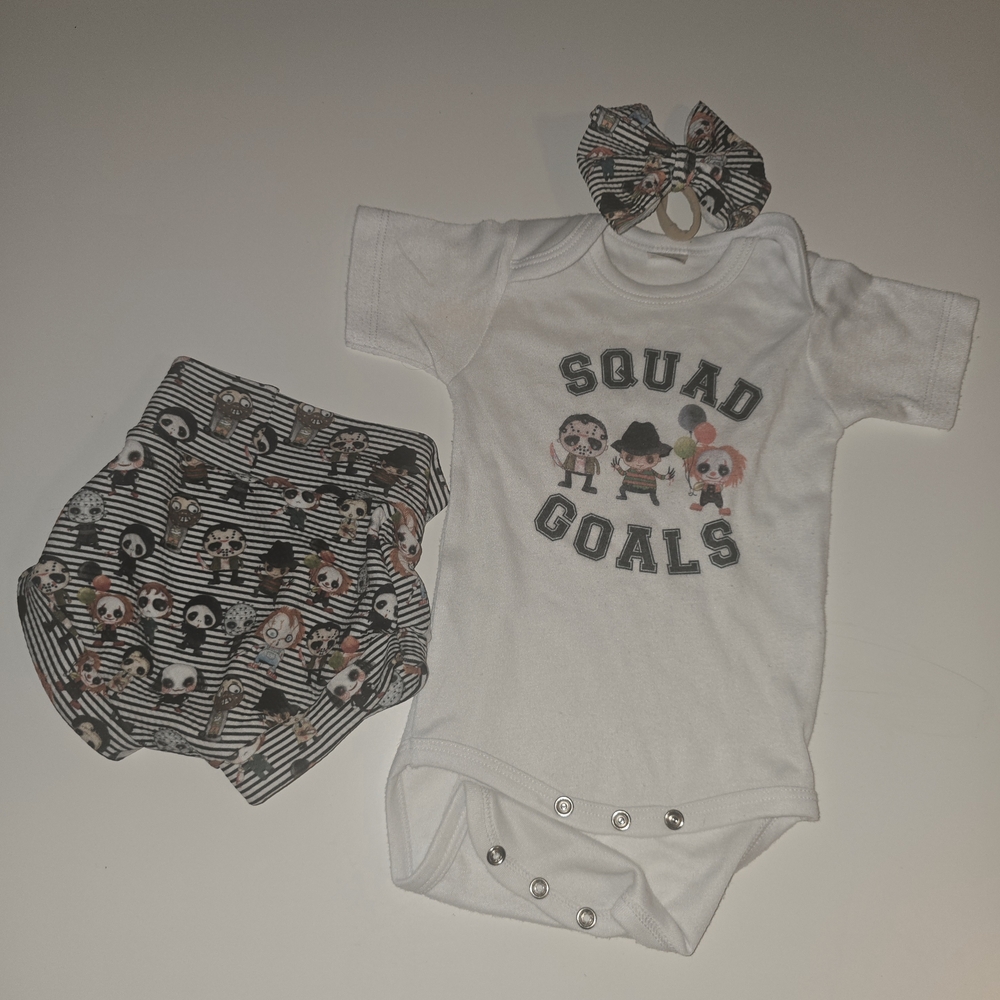 White 'Squad Goals' Baby Onesie Set